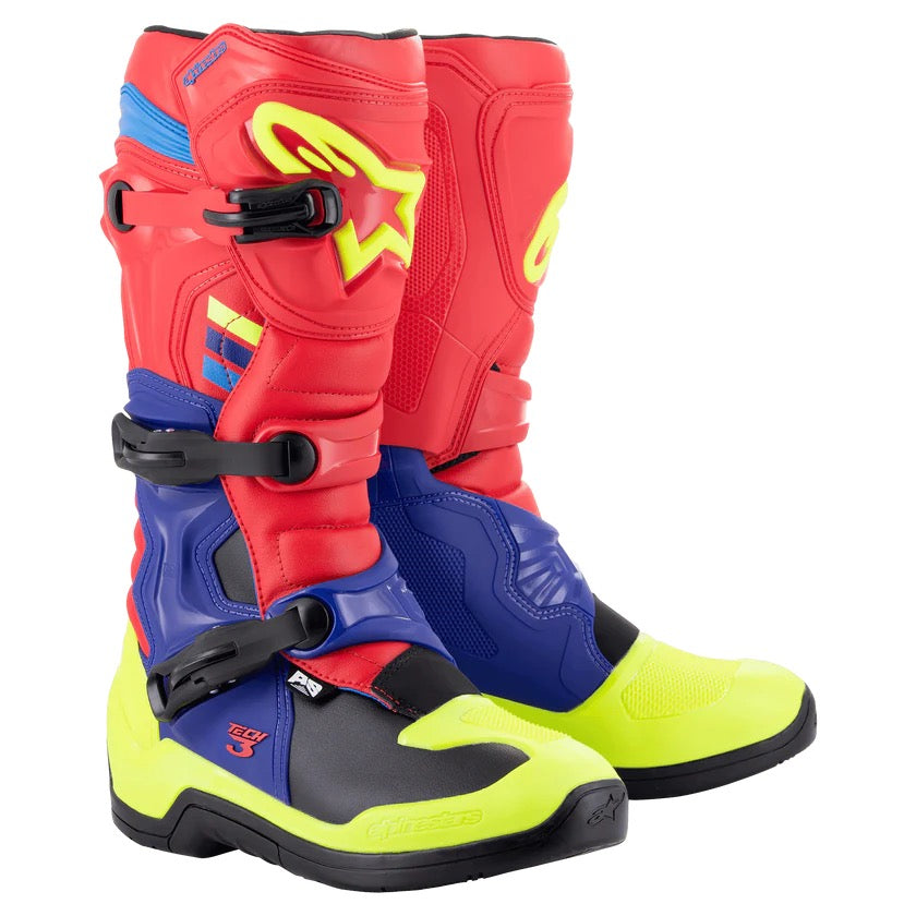 Alpinestars mx laarzen tech 3 donkerblauw / rood / geel