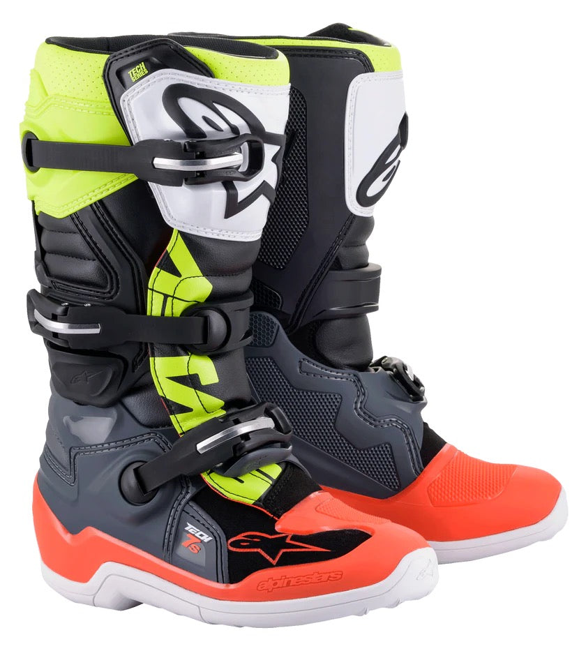 Alpinestars mx laarzen tech 7s jeugd grijs / fluor geel