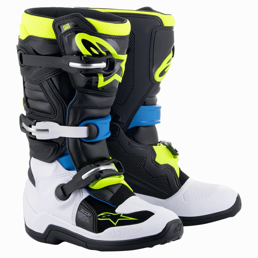 Alpinestars tech 7s mx laarzen jeugd zwart / emaille blauw / fluor geel