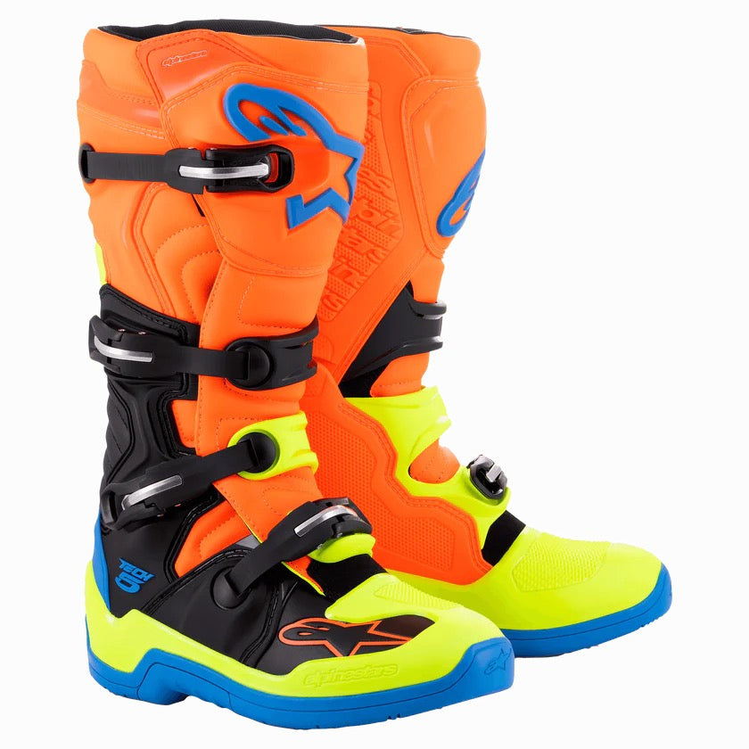 Alpinestars mx laarzen tech 5 fluor oranje / fluor geel / blauw
