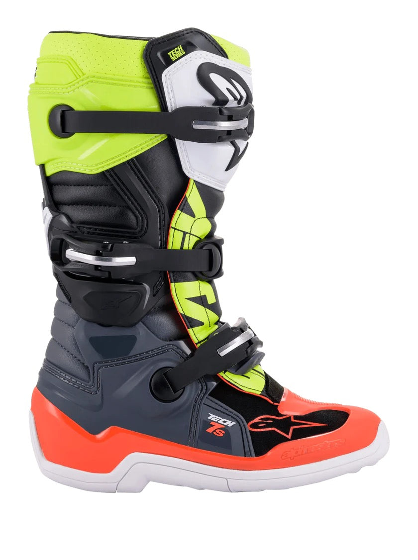 Alpinestars mx laarzen tech 7s jeugd grijs / fluor geel