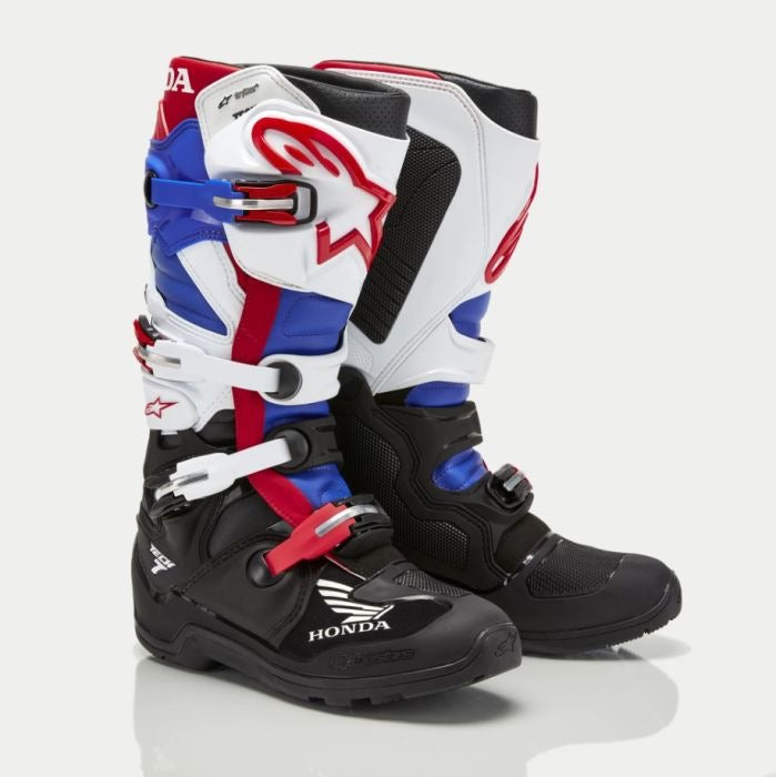 Alpinestars Tech 7 Enduro Honda MX-Stiefel Drystar Schwarz/Weiß/Blau/Helles Rot