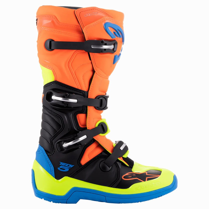 Alpinestars mx laarzen tech 5 fluor oranje / fluor geel / blauw