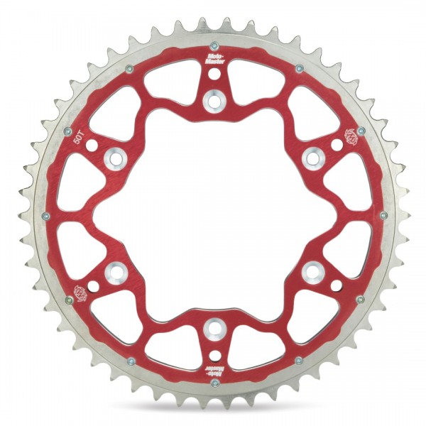 MotoMaster Fusion Dual-Ring staal/ aluminium achtertandwiel rood - KTM / GasGas / Husqvarna / Husaberg / Stark