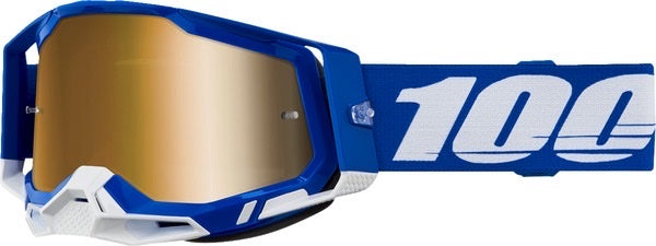 100% Racecraft 2 crossbril Blauw – Goude Spiegel Lens (2024 collectie)