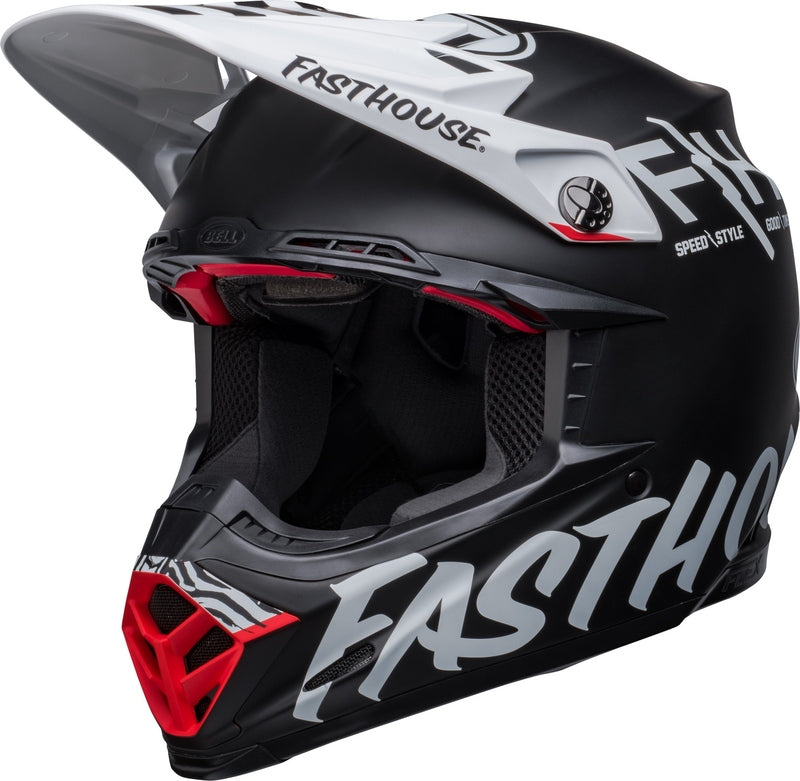 BELL Moto-9s Flex Fasthouse Crew Helm Mattschwarz / Weiß (Kollektion 2023)