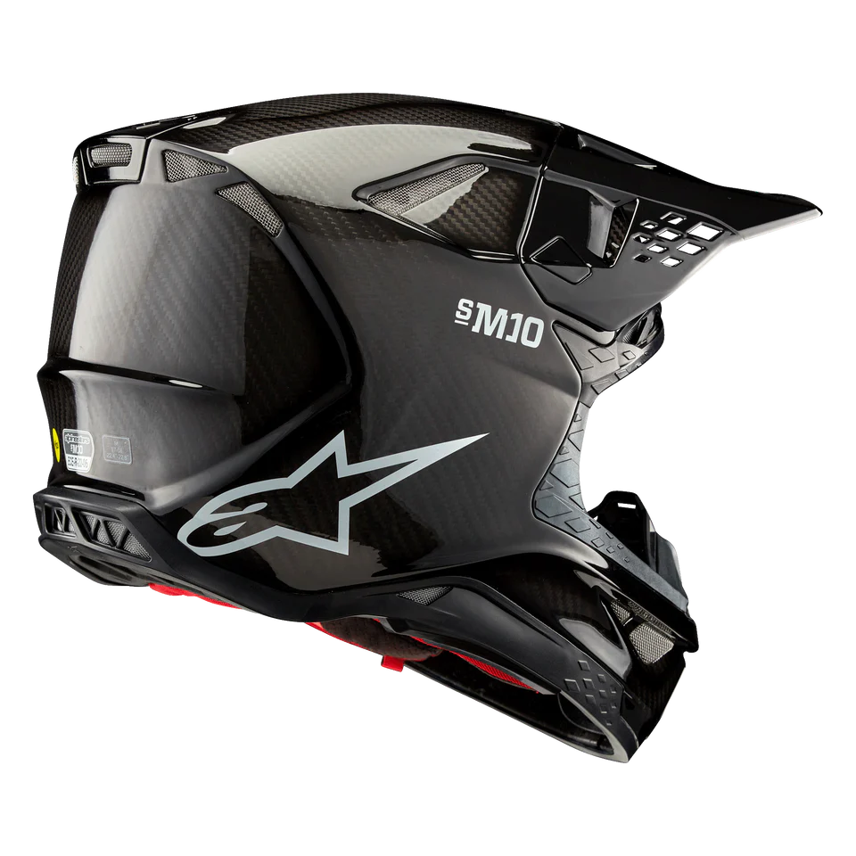 Alpinestars Supertech S-M10 Solid Black Glossy Carbon crosshelm