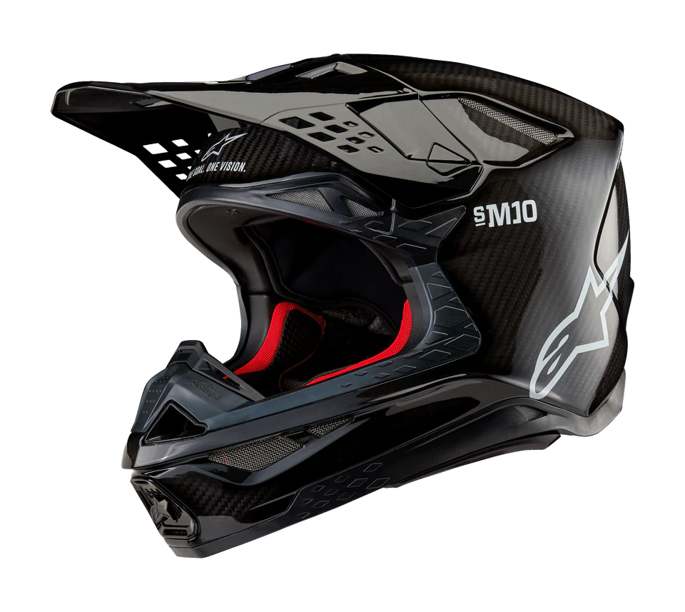 Alpinestars Supertech S-M10 Solid Black Glossy Carbon crosshelm