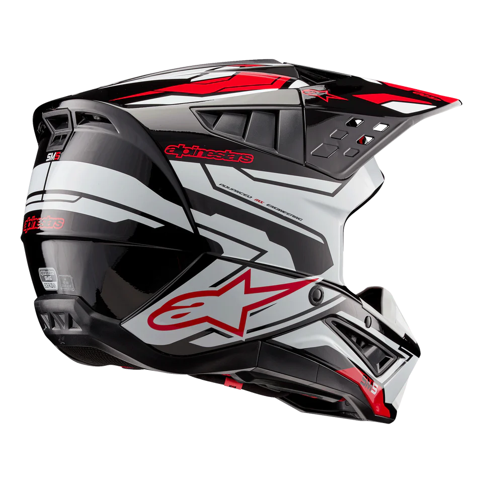Alpinestars S-M5 Action 2 Black/White/Bright Red Glossy crosshelm