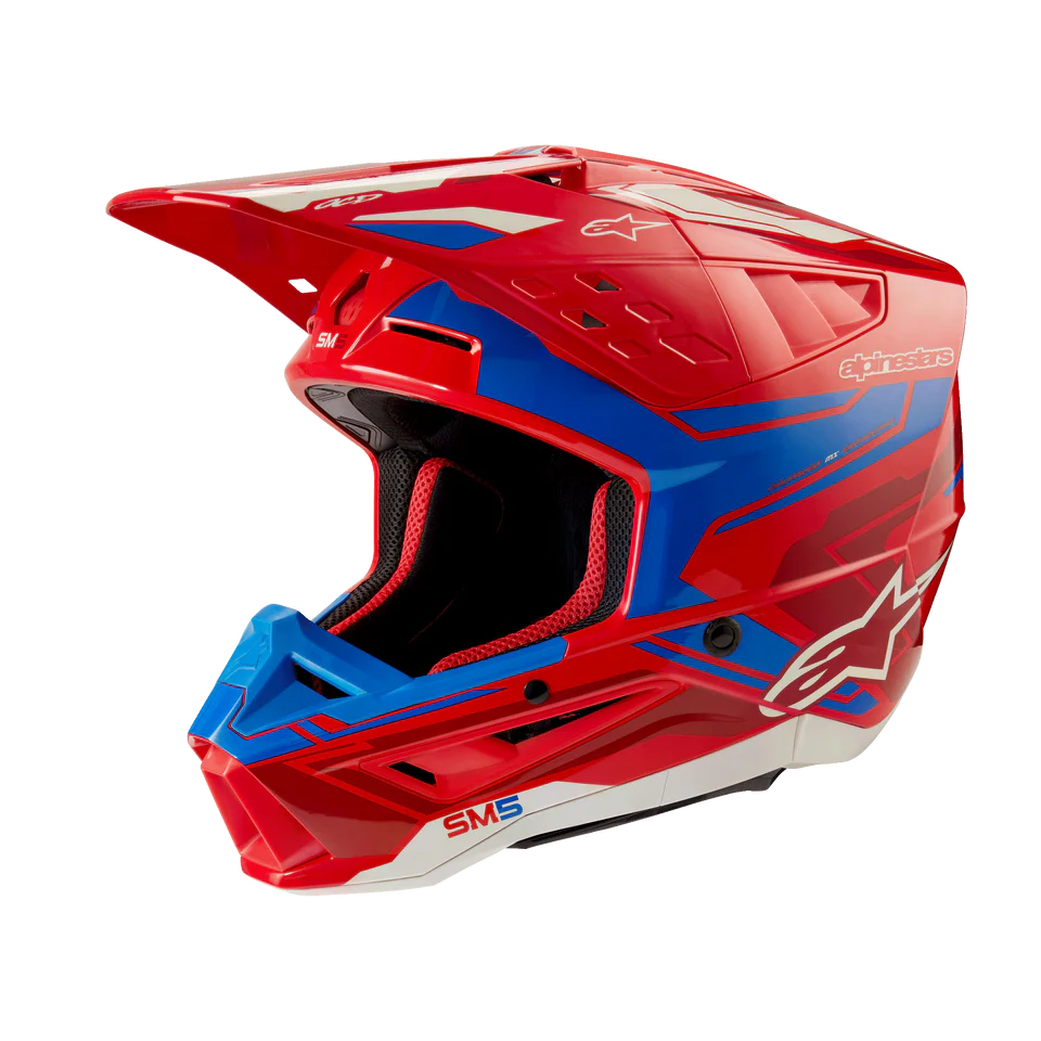 Alpinestars S-M5 Action 2 Bright Red/Blue Glossy crosshelm