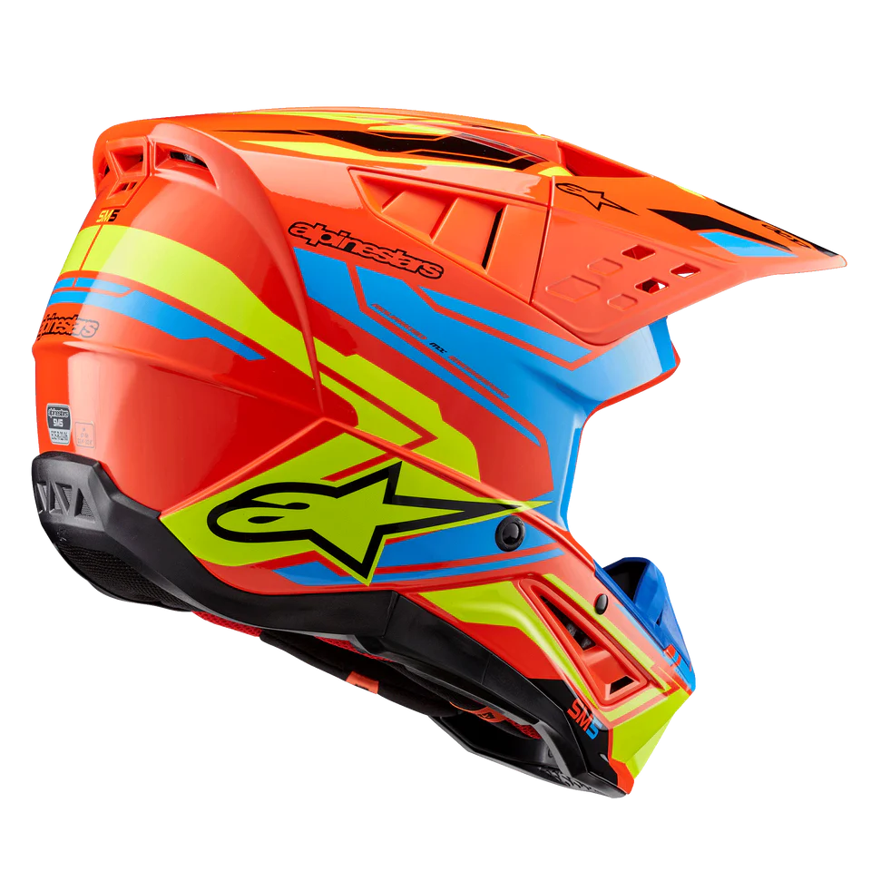 Alpinestars S-M5 Action 2 Orange Fluo/Cyan Yellow Fluo Glossy crosshelm