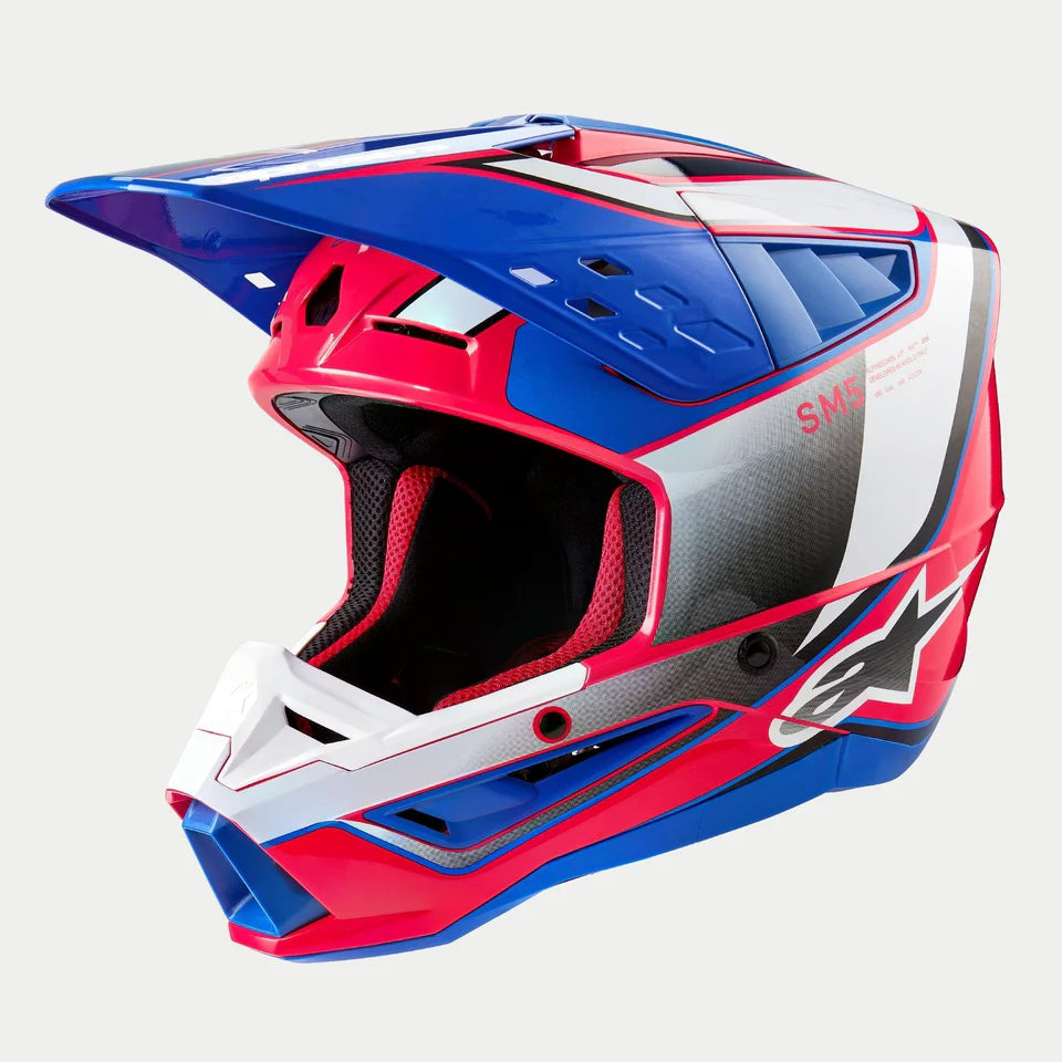 Alpinestars S-M5 Sail White/Diva Pink/Enamel/Blue Glossy crosshelm