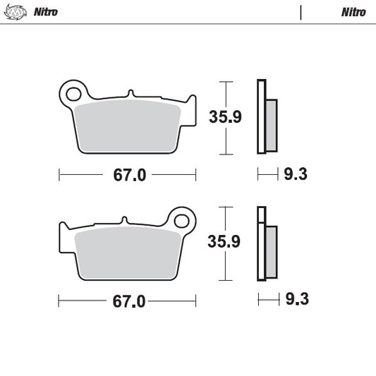 MotoMaster remblokken - Achterzijde - Nitro - Honda / Yamaha / Kawasaki / Suzuki / Beta / TM / GasGas / Fantic