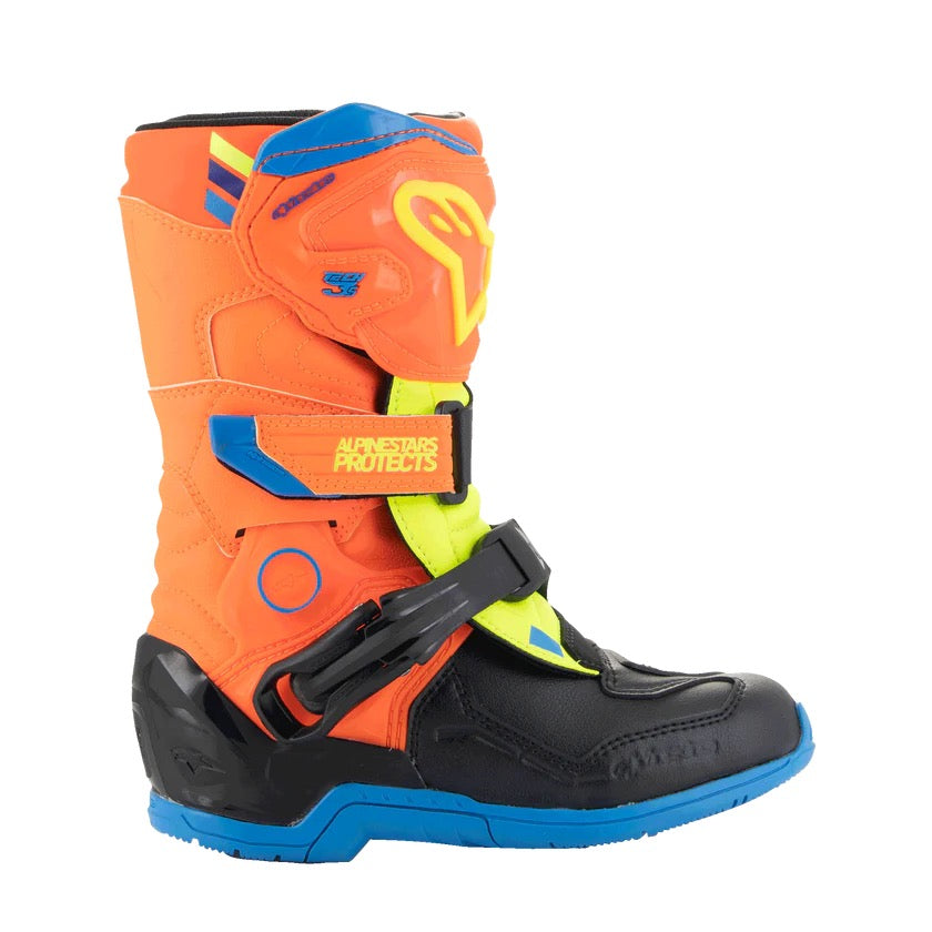 Alpinestars mx laarzen tech 3S oranje fluor / emaille blauw / fluor geel kids