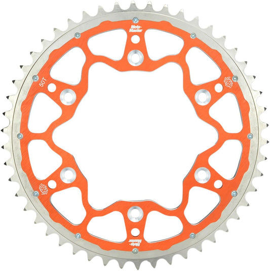 MotoMaster Fusion Dual-Ring staal/ aluminium achtertandwiel oranje (420) - KTM / Husqvarna / GasGas 65cc