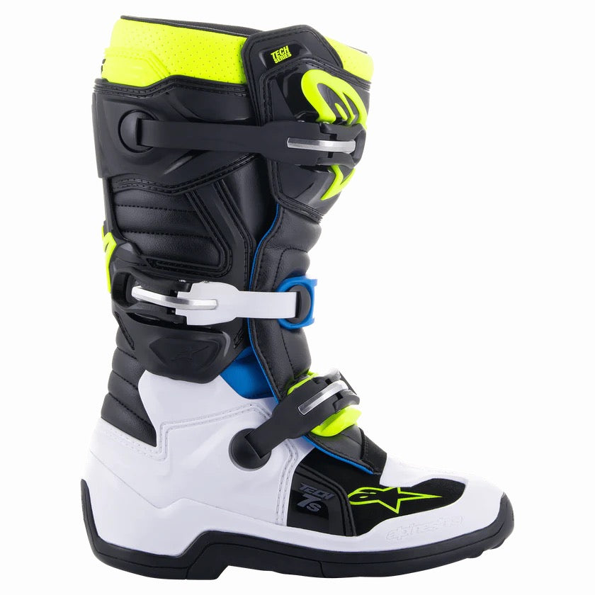 Alpinestars tech 7s mx laarzen jeugd zwart / emaille blauw  / fluor geel