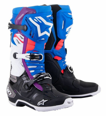 Alpinestars Tech 10 Supervented MX Laarzen Zwart / Blauw / Paars / Wit (2023 collectie)