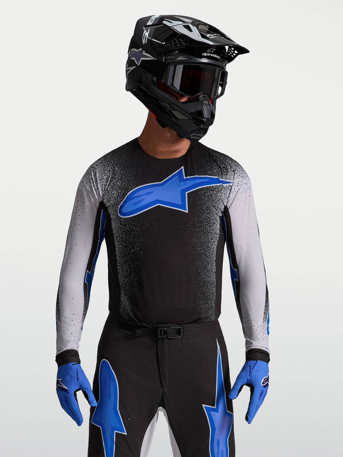 Alpinestars Cross shirt Supertech Hiten AFD Zwart/Lila/Blauw