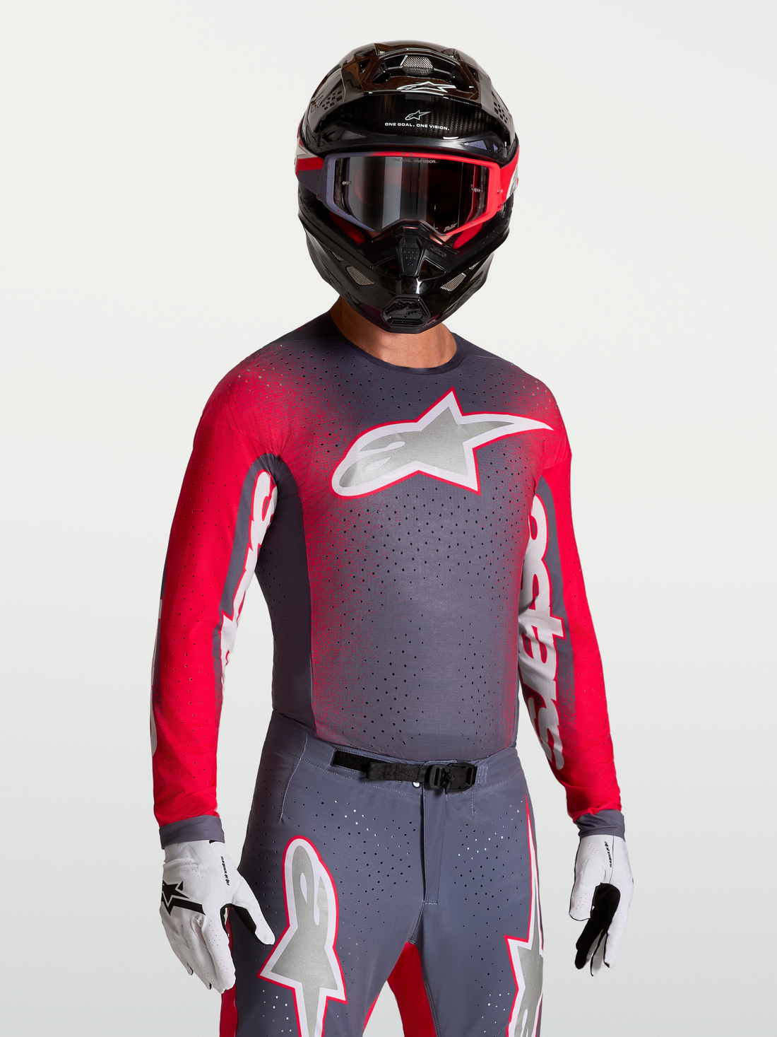 Alpinestars Cross shirt Supertech Hiten AFD Grijs/Rood Fluo/Lila