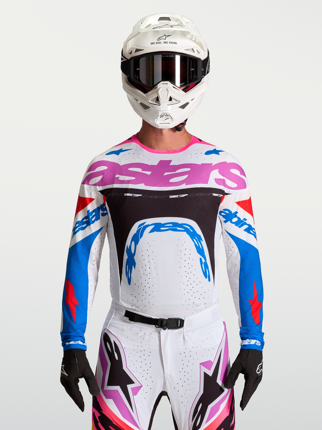 Alpinestars Cross shirt Supertech Dyna Wit/Blauw/Zwart/Paars