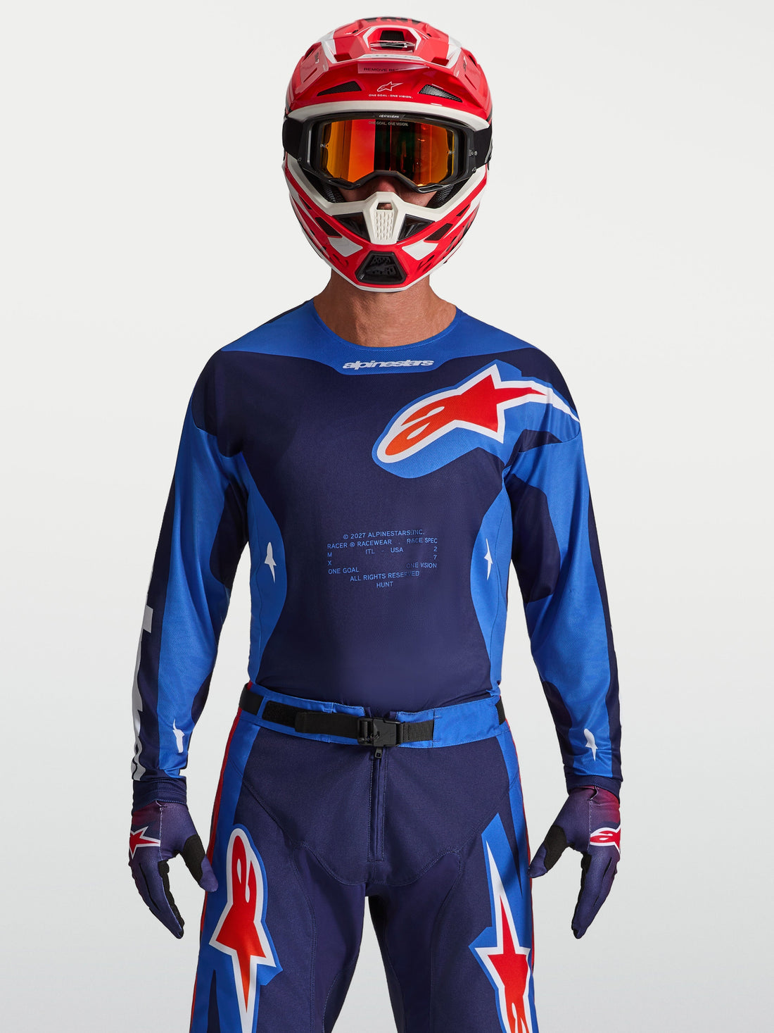 Alpinestars Cross shirt Racer Hunt Blauw/Donkerblauw/Rood