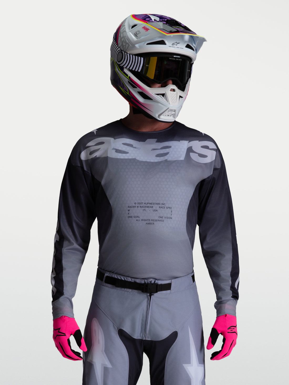 Alpinestars Cross shirt Racer Amber Grijs/Lichtlila
