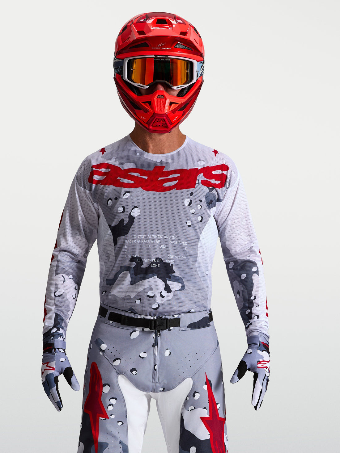 Alpinestars Cross shirt Racer Air Lone Grijs/Camo/Wit/Rood