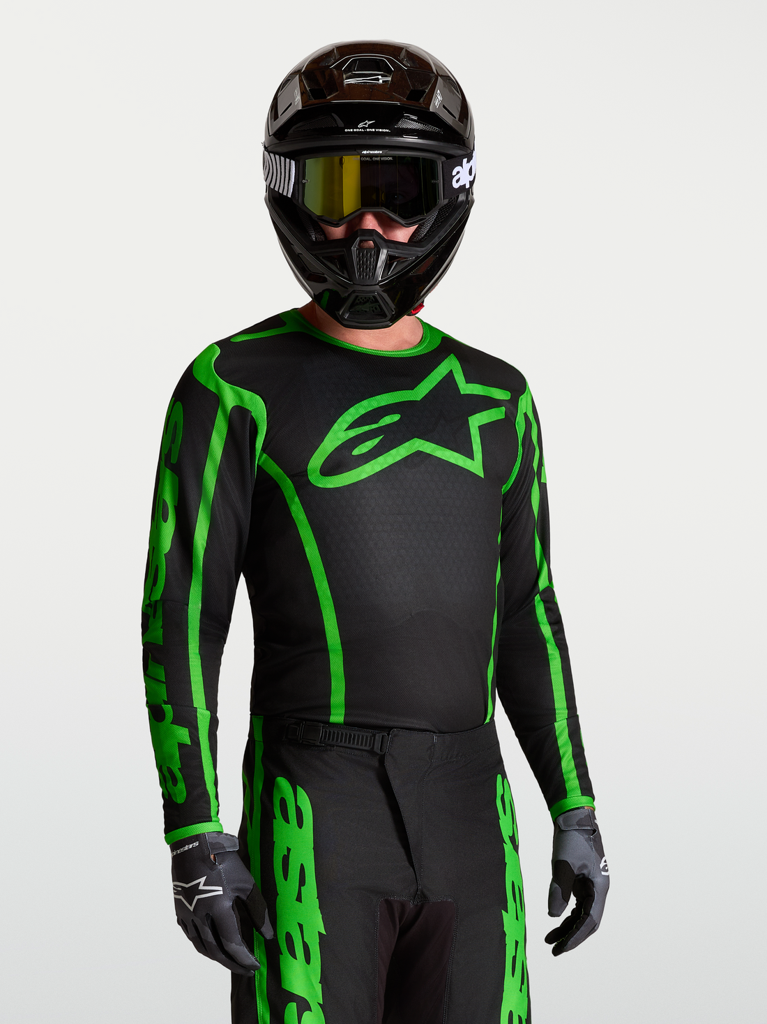 Alpinestars Cross shirt Fluid Apex v2 Zwart/Groen Fluo