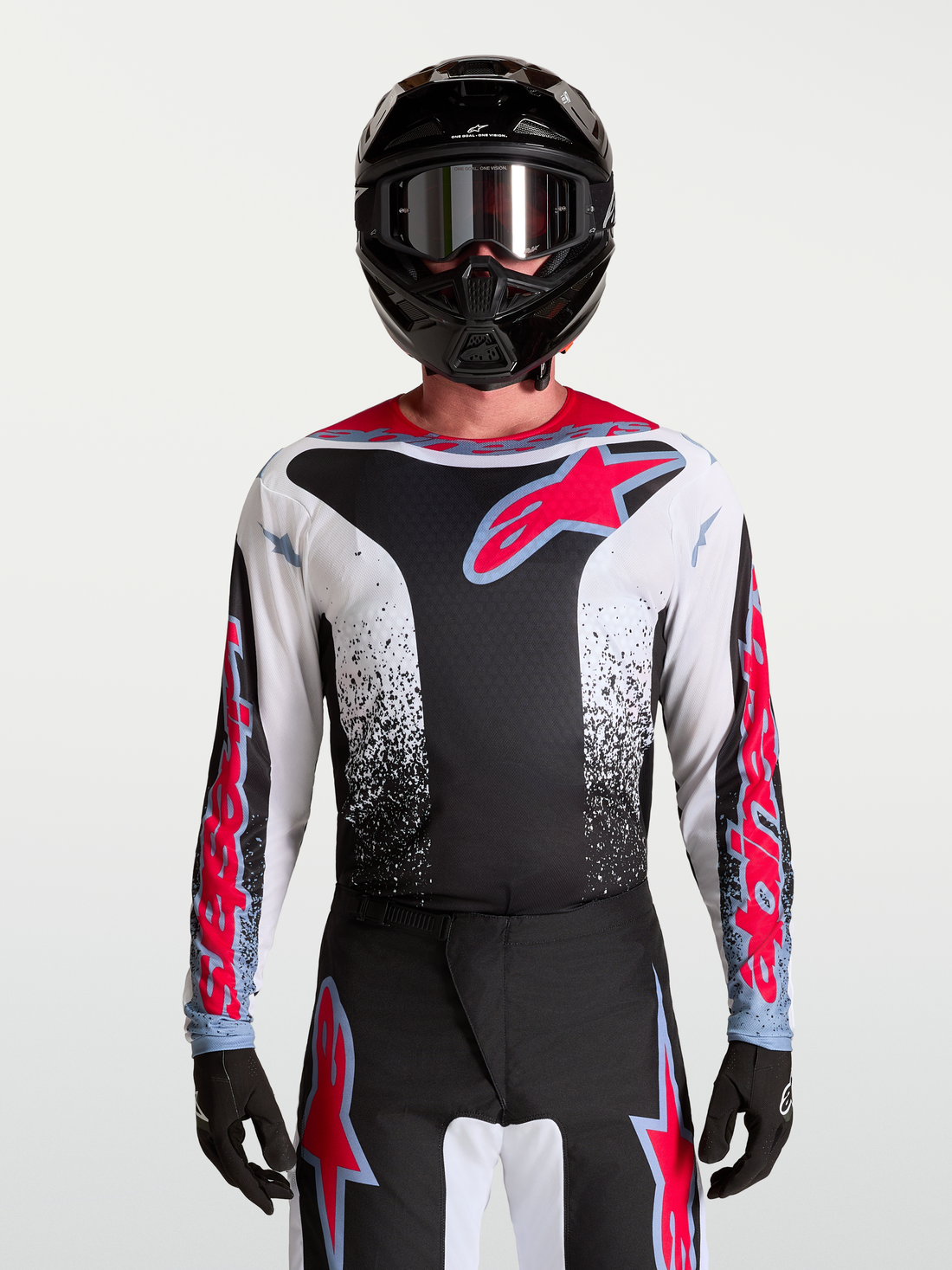 Alpinestars Cross shirt Fluid Drag Zwart/Wit/Blauw/Rood Fluo