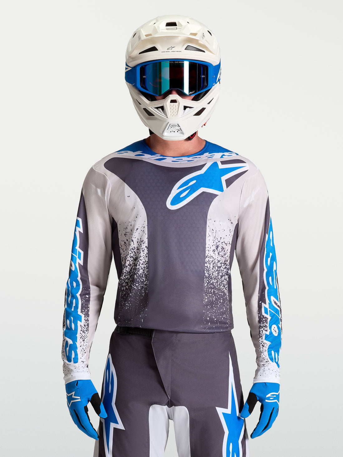 Alpinestars Cross shirt Fluid Drag Grijs/Lila/UCLA Blauw