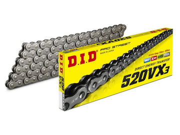 DID-Kette 520 VX3 X-Ring x 118 Glieder schwarz + Clip