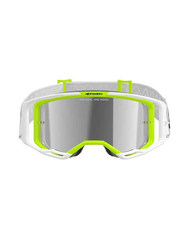 Alpinestars crossbril Vision 8 WORDMARK WHITE YLLW FLUO Mirror SILVER