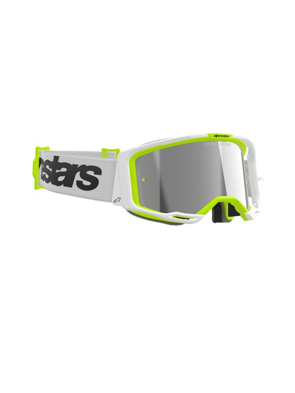 Alpinestars crossbril Vision 8 WORDMARK WHITE YLLW FLUO Mirror SILVER