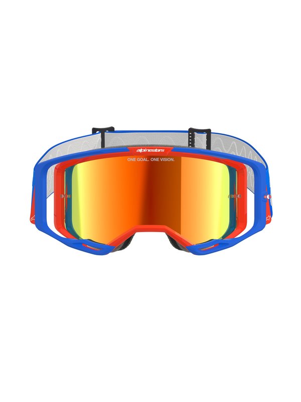 Alpinestars crossbril Vision 8 WORDMARK BLUE ORANGE Mirror Red/