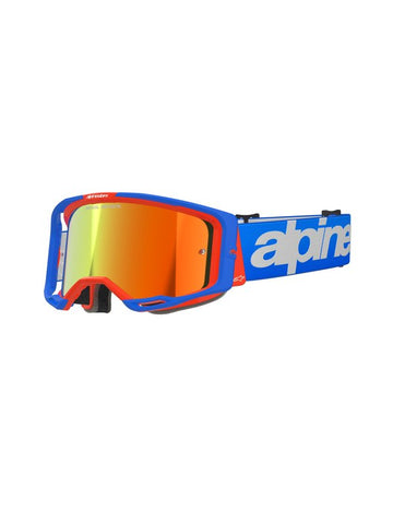 Alpinestars crossbril Vision 8 WORDMARK BLUE ORANGE Mirror Red/