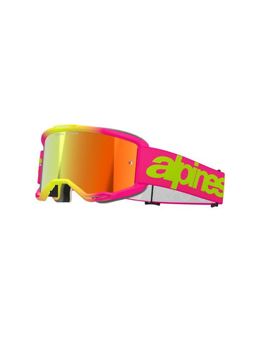 Alpinestars crossbril Vision 5 WORDMARK PINK FLUO YELLOW Mirror Red/