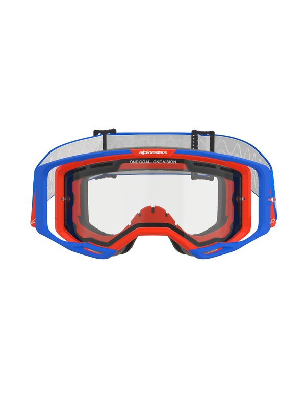 Alpinestars crossbril Vision 8 WORDMARK DUAL PANE BLUE ORANGE Clear