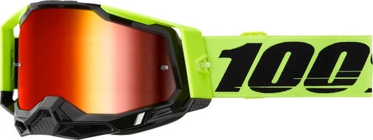 100% Racecraft 2 crossbril Geel – Rode Spiegel Lens (2024 collectie)