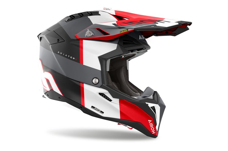 Airoh Helm Aviator 3 Monarch Grey/Red Matt
