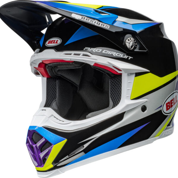 BELL Moto-9s Flex Pro Circuit 24 Glans Zwart / Blauw crosshelm (2024 Collectie)