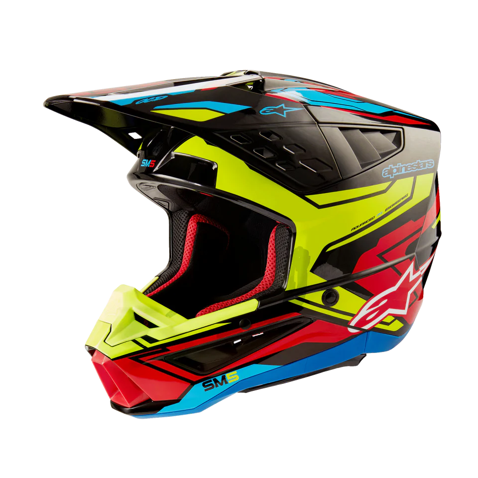 Alpinestars S-M5 Action 2 Black/Yellow Fluo/Bright Red Glossy crosshelm