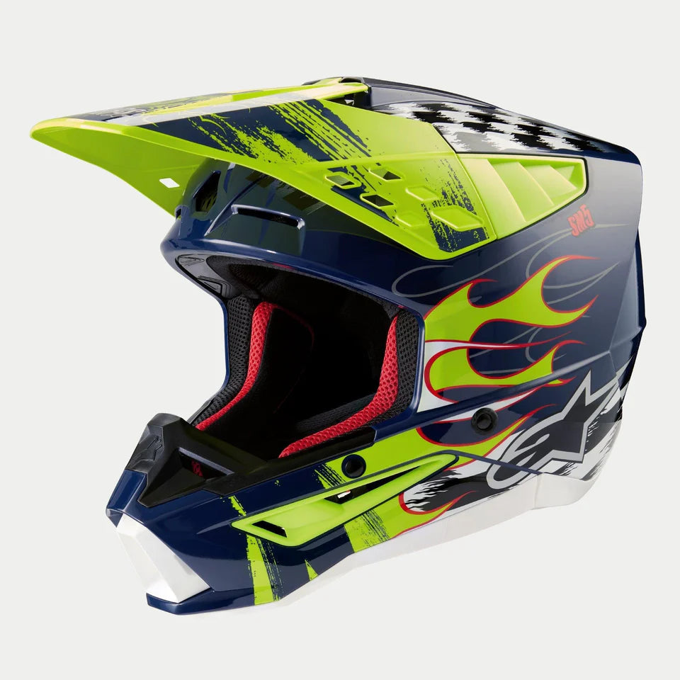 Alpinestars S-M5 Rash Night Navy/Yellow Fluo Glossy crosshelm