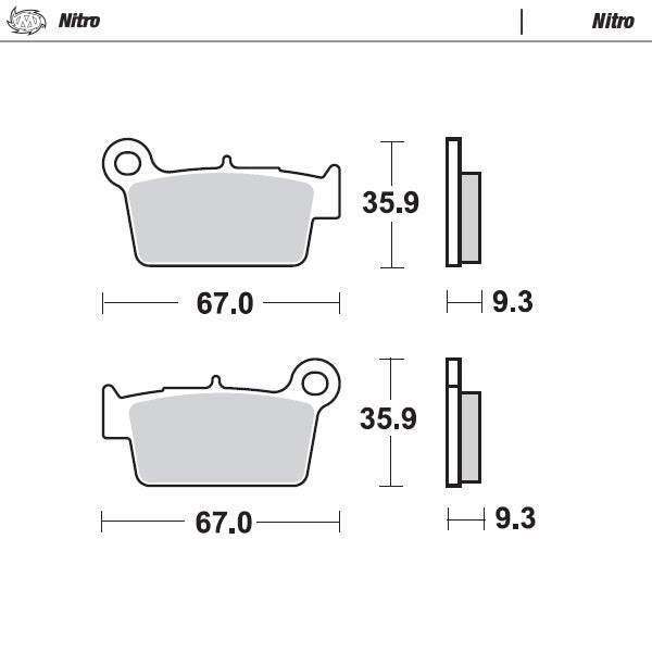 MotoMaster remblokken - Achterzijde - Nitro - Honda / Yamaha / Kawasaki / Suzuki / Beta / TM / GasGas / Fantic