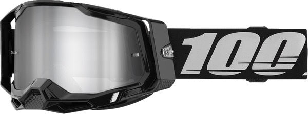 100% Racecraft 2 crossbril Zwart – Zilvere Spiegel Lens (2024 collectie)