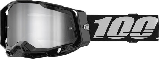 100% Racecraft 2 crossbril Zwart – Zilvere Spiegel Lens (2024 collectie)