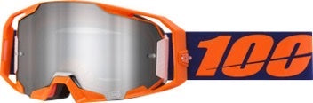 100 % Armatic Motocross-Brille Neon Orange – Silber verspiegelte Gläser (Kollektion 2025)