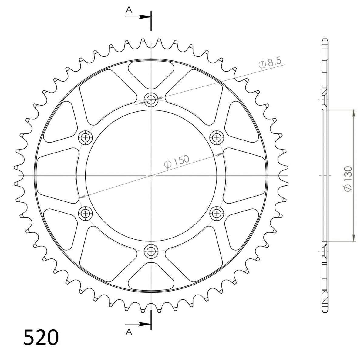 Supersprox staal achtertandwiel zwart - Yamaha / Fantic