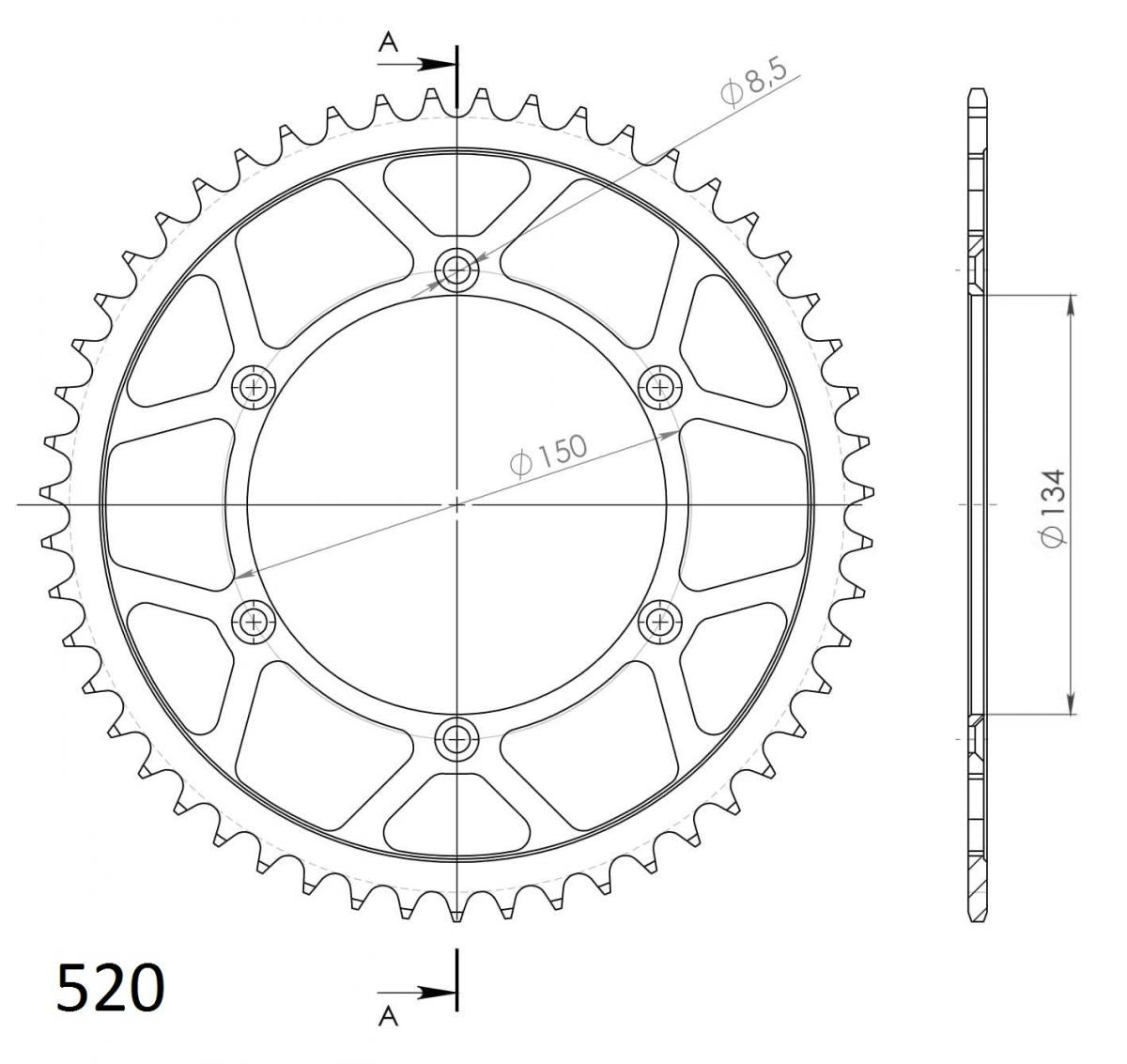 Supersprox achtertandwiel staal zwart - Kawasaki