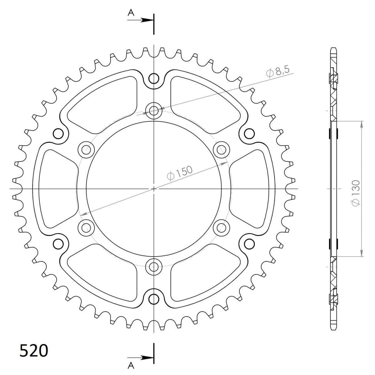 Supersprox Stahl/Aluminium-Kettenrad schwarz – Yamaha / Fantic 
