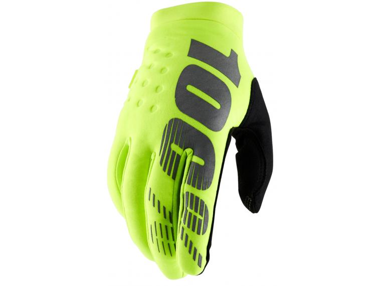 100% Gloves Brisker Fluor yellow- Cold weather